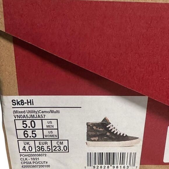 VANS Sk8-Hi Mixed Utility Camo Sneakers Woman’s 8 Men’s 6.5 New in Box - Picture 13 of 16